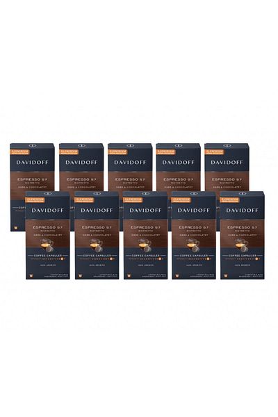 Davidoff Espresso 57 Rıstretto Dark&Chocolatey Aluminum Capsule Coffee (100 Pieces) (Nespresso Compatible)