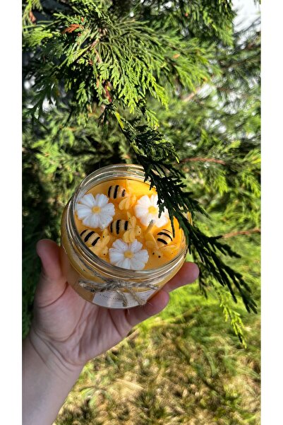Jasmine Candle El Yapımı Arı Temalı % 100 Doğal Vegan Soya Wax Mum
