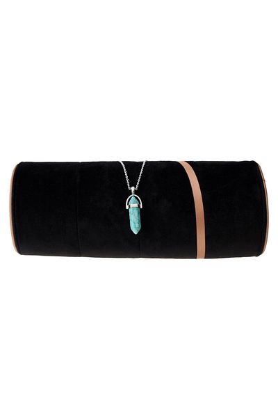 hediye Ruffle Turquoise Natural Stone Nail Model Necklace - Chain Included, Stylish and Modern Design
