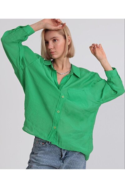 FASTPERY Зелена риза от модал с голям размер - Основни модели за новия сезон