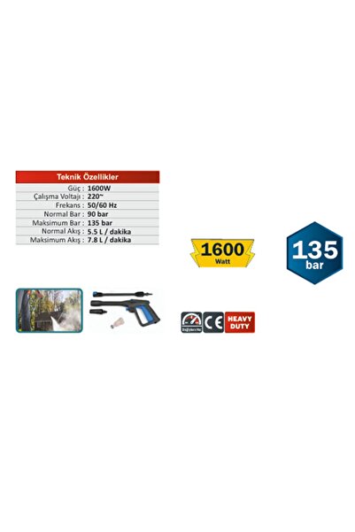 CMC Yüksek Basınçlı Yıkama Makinesi 135 Bar