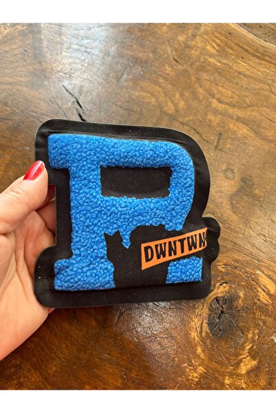 Gönülden Tasarım Plava sunđerasta slova R 11X11 cm Armadıkış aplikacija