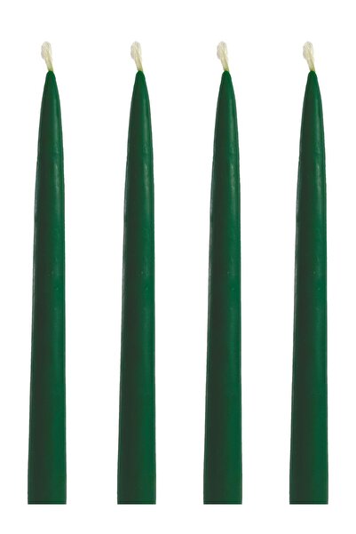 Petekoğlu Balmumu Mum 4 Adet Standart Şamdan Mumu 25cm Boy 2cm Kalınlık Dekoratif Mum Yeşil