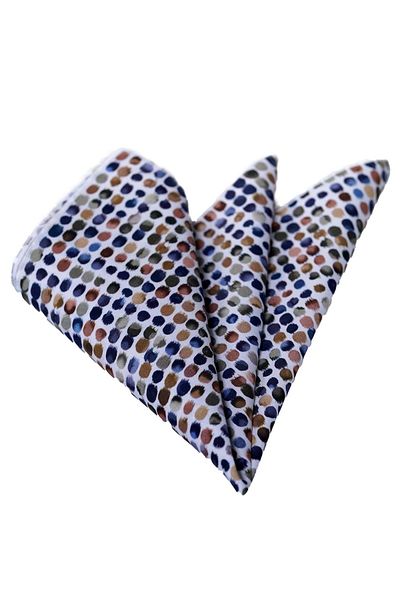 Exve Exclusive Colorful Watercolor Brush Patterned Design Cotton Pocket Collar Handkerchief on White