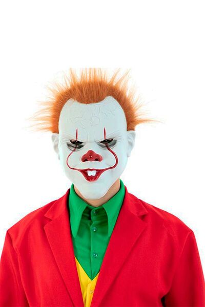 Yusuf Dirik YD Party Supplies قناع الجوكر من ستيفن كينج - شعر برتقالي