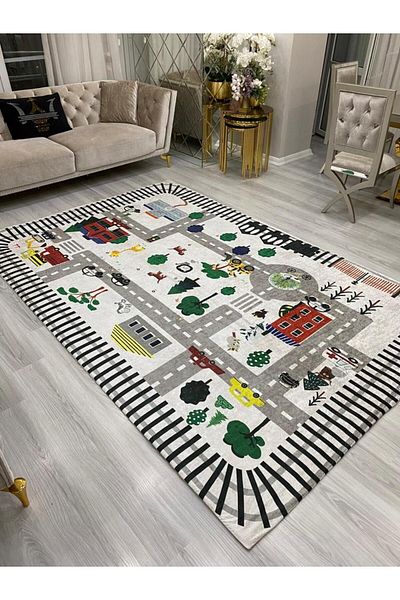 ALLGELSİN غطاء سجاد مرن 6 متر مربع مقاس 200 × 300 سم غطاء سجاد مربع قابل للغسل غطاء مخطط حديث
