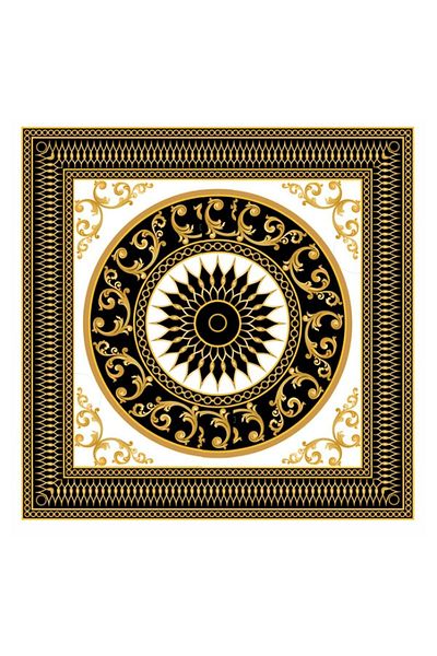 Exve Exclusive Gold Black Geometric Motif Printed Special Cut Pocket Collar Handkerchief on White