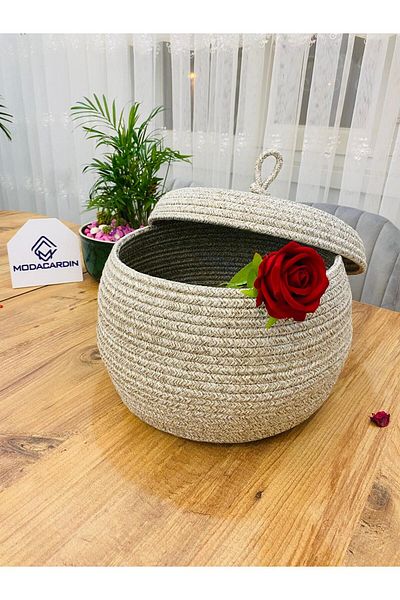 ModaCardin Jute and Wicker Kitchen Basket - Potato, Onion and Fruit Organizer