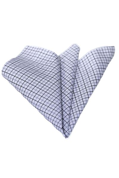 Exve Exclusive Black Checkered Pocket Collar Handkerchief on White