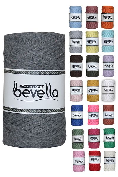 Bevella Macrame Cord Σκάνδαλο Macrame Twine 3mm Σκάνδαλο Βαμβακερό Μονό Twist Macrame Twine Σκούρο Γκρι