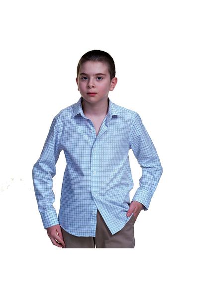 Exve Exclusive Cămașă pentru copii cu mânecă lungă Gingham albastră