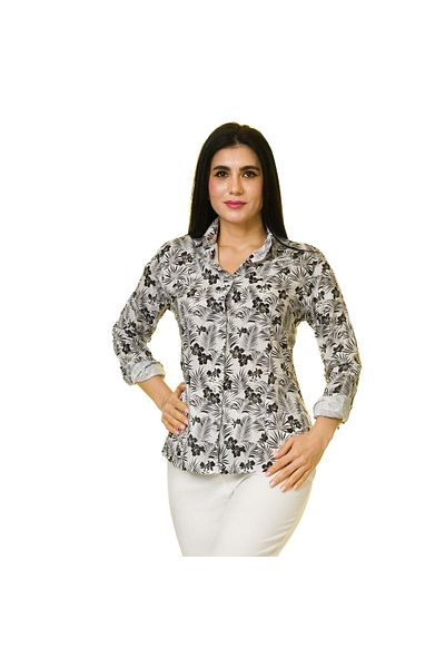 Exve Exclusive Cămașă de damă bej cu model de flori negre