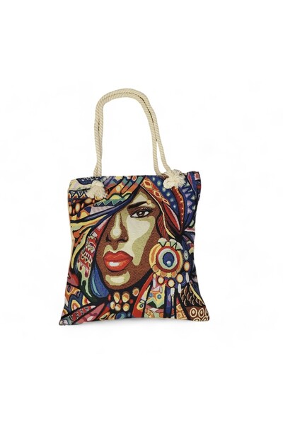 Hedea حقيبة كتف للتسوق منسوجة للنساء باللون الأسود الأفريقي