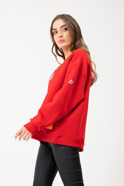 Eazy Co Hanorac gros unisex roșu cu gât roșu Eazy Fake Life
