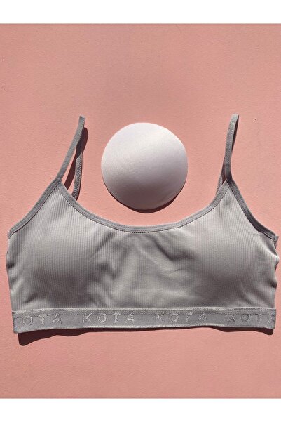 MODALİNOSA Removable Padded Camisole Fabric Rope Strap 3-Piece Gray, Black, White Bra - Bustier