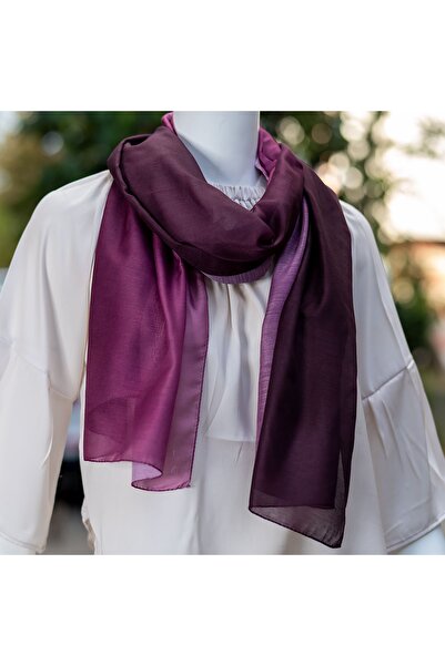 Exve Exclusive Fuşya Bordo Geçişli Sade Dijital Baskı Kadın Şal