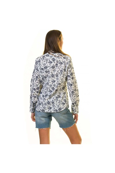 Exve Exclusive Біла сорочка з синім квітковим принтом для жінок