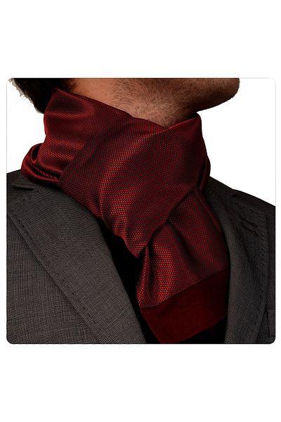 Exve Exclusive Red Burgundy Eyelet Geometric Patterned Elegant Jacquard Woven Double Sided Scarf Shawl
