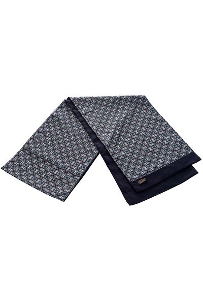 Exve Exclusive Ανδρικό φουλάρι διπλής όψης μπλε Navy Blue Flower με στάμπα