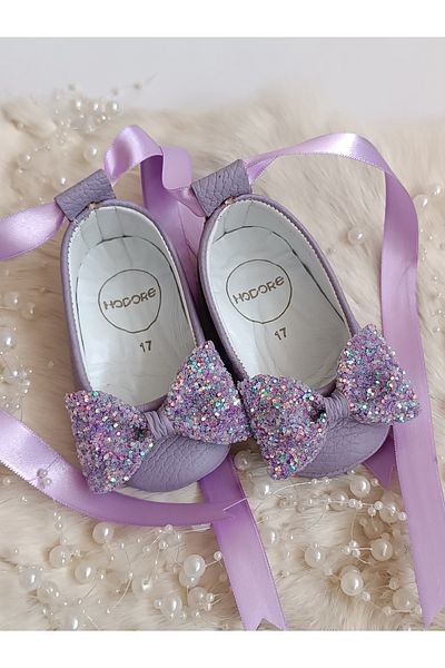 Hodore Perla Lilac Genuine Leather Baby Loafer Ballerinas