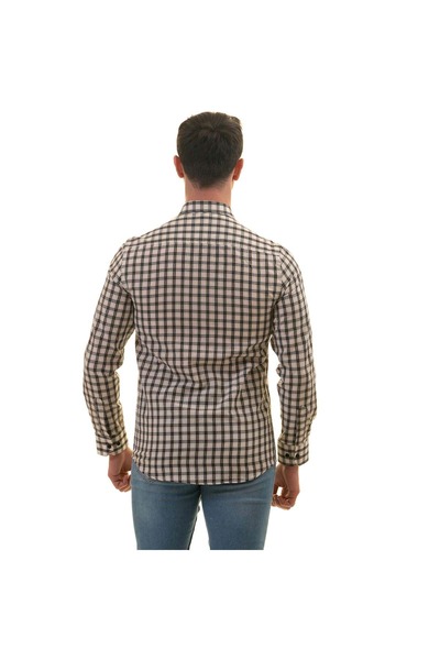 Exve Exclusive Чорна карта на бежевому тлі, картата, довгі рукави, чоловіча сорочка