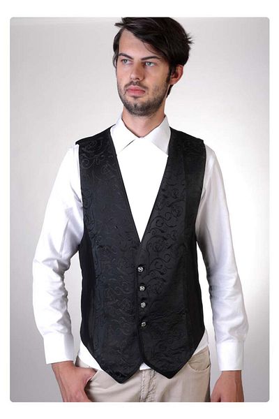 Exve Exclusive Black Paisley Pattern Groom Vest