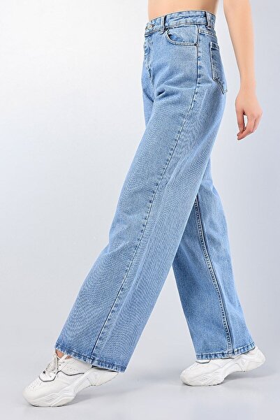 mooishan بنطال جينز نسائي فضفاض واسع الساق وغسل الثلج وواسع الساق