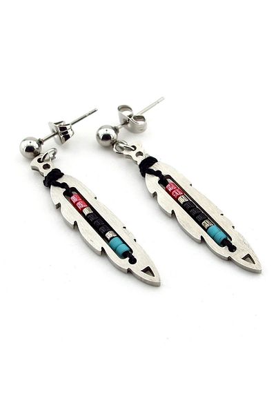 Solfera Stainless Steel and Dangle Native American Men's Earrings - Women Er118