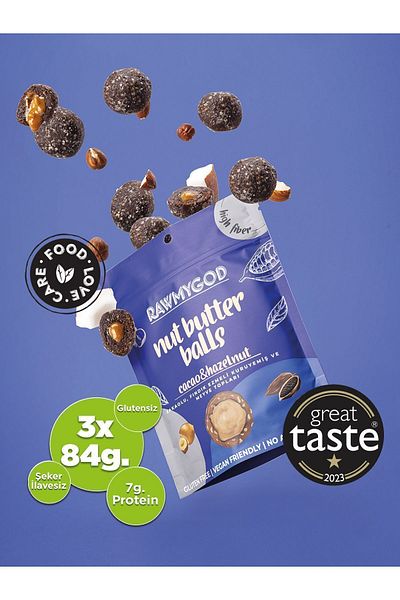 RAWMYGOD Gluten Free Cocoa, Nut Paste Nuts and Fruit Balls 3 Pack 84g X 3 Pack