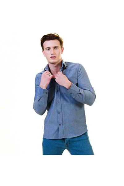 Exve Exclusive Синя джинсова сорочка з кишенями