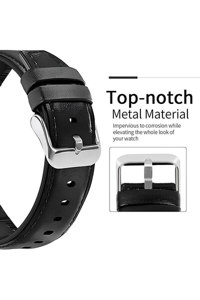 onlinekordon فوسيل FS5132 22 ملم جلد طبيعي أسود - طلاء سيليكون، حزام 46 ملم