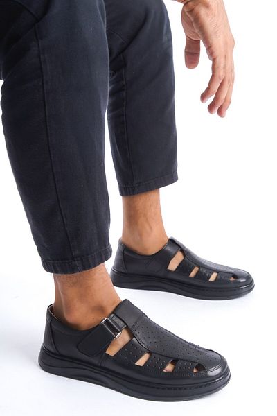 maximoda Pantofi de vară pentru bărbați - piele naturală, cu bandă, piele interioară și exterioară