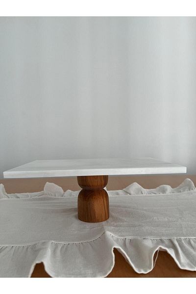 Mirilliahome Marble and Wooden Standing Presentation Holder - Standing Presentation Plate