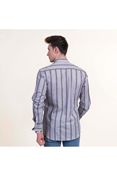 Exve Exclusive Сіра сорочка з подвійними манжетами та чорними смужками