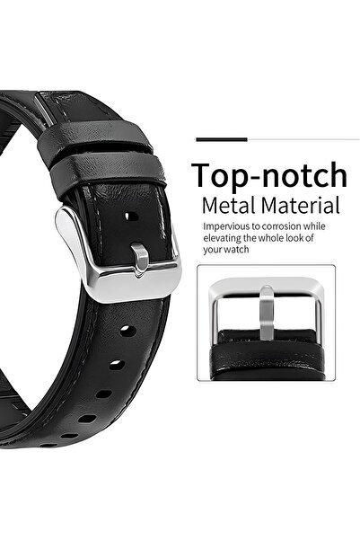 onlinekordon Fossil FS5085 جلد طبيعي أسود - حزام ساعة مطلي بالسيليكون 22 مم 4...