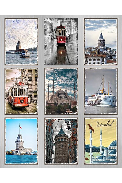 Genel Markalar Hbb Özel Istanbul Koleksiyonu 9 Parça Ahşap Tablo Seti