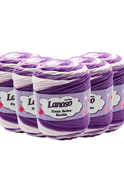 Lanoso 5 Adet Lanoso Cazz Bebe Batik El Örgü İpliği - 759 Batik