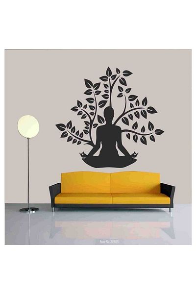KT Decor Autocolant de perete pentru salon și cameră de zi pentru meditație yoga