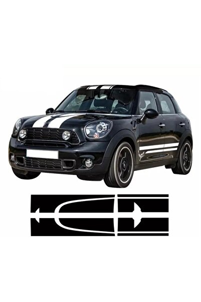 RoseTR Mini Cooper R60 Countryman Ön Kaput Ve Bagaj Şerit Sticker Beyaz Çatallı