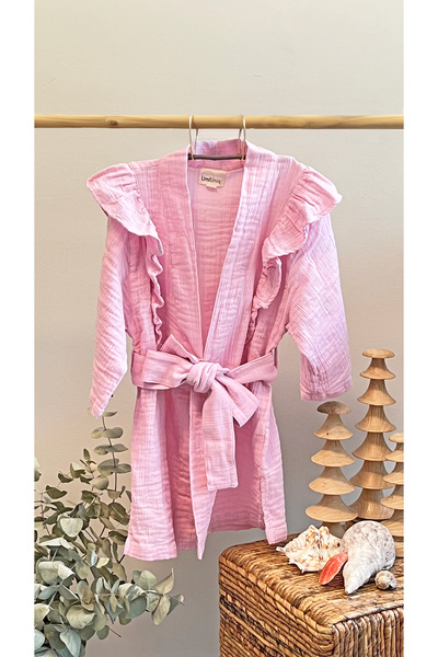 Mermaid Sarı %100 Organik Pamuk Müslin Kimono