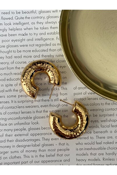 Pinery Jewels Yarım Halka Tombul Model Gold Renk Küpe