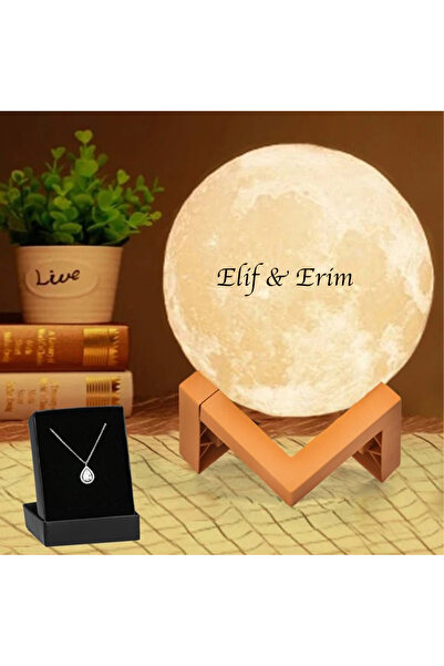 keyfim shop Kişiye Özel Dekoratif Ayaklı Ay Tasarımlı Gece Lambası 15cm -Koly...