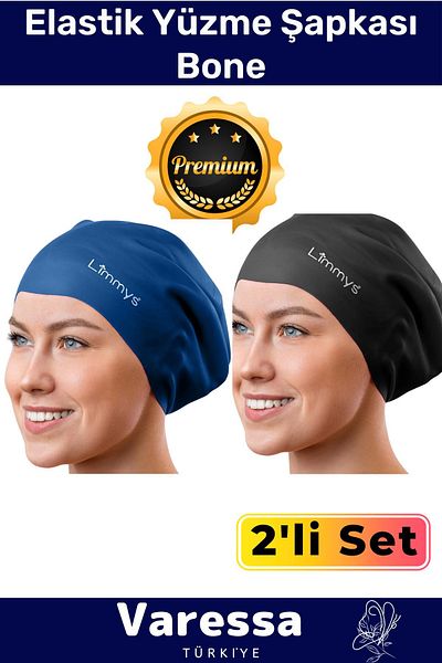 VARESSA Colorful Silicone Swimmer - Waterproof and Leak-Proof, Pool and Sea Elastic Swimming Cap Set of 2
