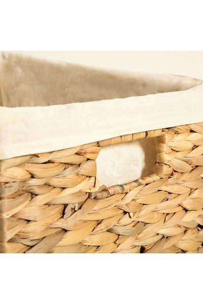 ELZEY HOME Φυσικό Ψάθινο Πλεκτό - Καλάθι με Χερούλια και Εσωτερική Προστασία S 37x23 cm