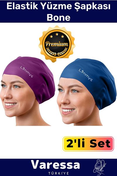 VARESSA Colorful Silicone Swimmer - Waterproof and Leak-Proof, Pool and Sea Elastic Swimming Cap Set of 2