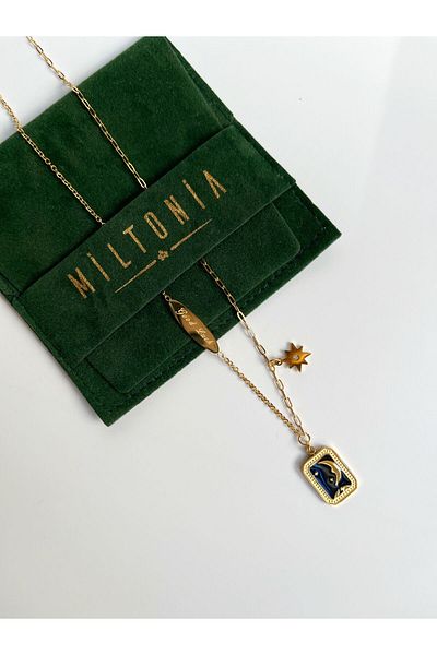 Miltonia Star Patterned Moon - Good Luck Luck Necklace Steel
