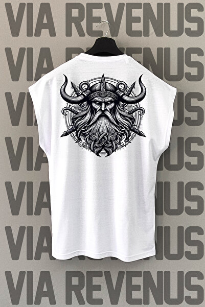 Vordevia Tricou sport alb cu imprimeu din spate Odin - mâneci zero