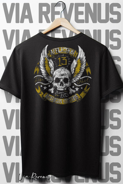 Vordevia Црна Oversize kroj T-shirt са Štampano на леђима Affliction