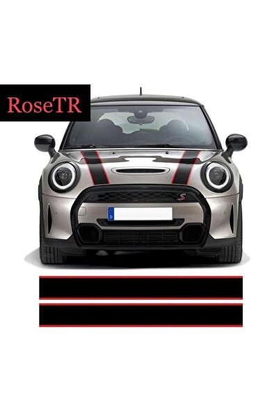 RoseTR ميني كوبر F54 F55 F56 ملصق شريطي للغطاء الأمامي أسود/أحمر