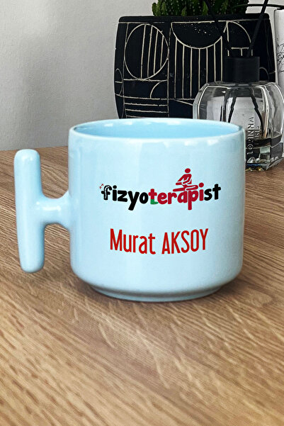 Hedizu Kişiye Özel Fizyoterapist Pastel T Kulplu Kupa Bardak Mavi İsme Özel Tıp Bayramı Hediyeleri